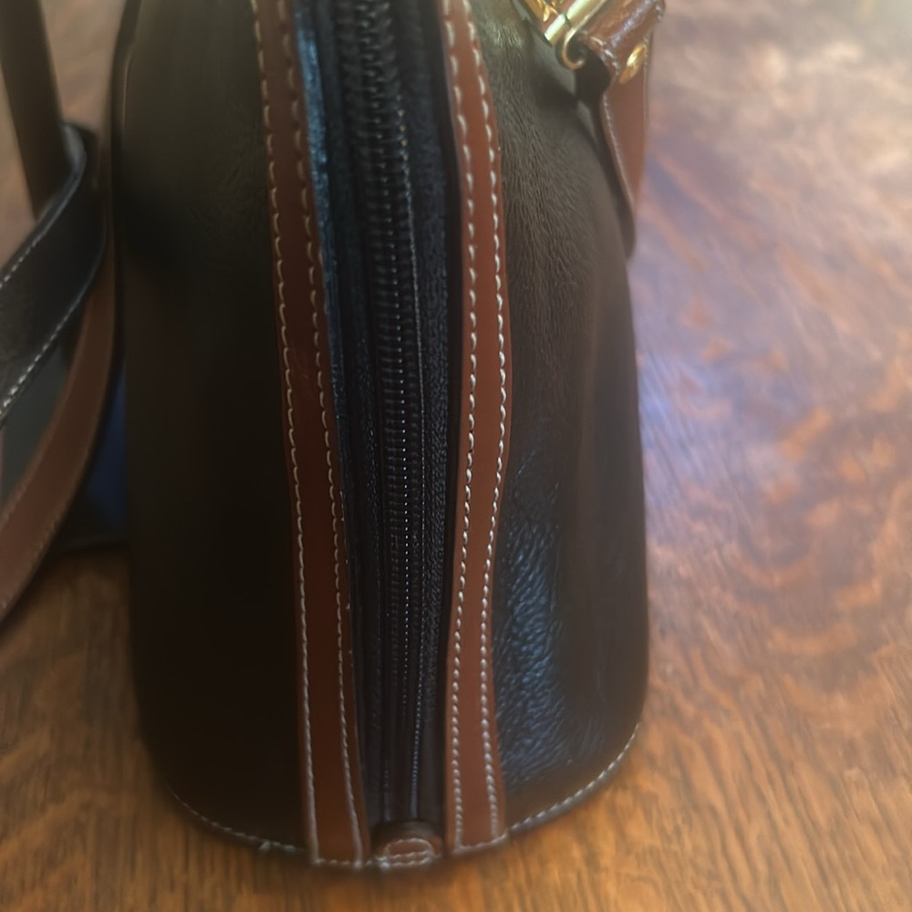 Bally Vintage Black and Brown Pebbled Leather Satchel with Shoulder Strap - Picture 5 of 15